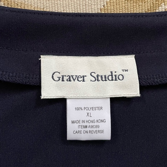 Deep, navy black hidden button-down blouse by Susan Graver XL - Picture 2 of 6